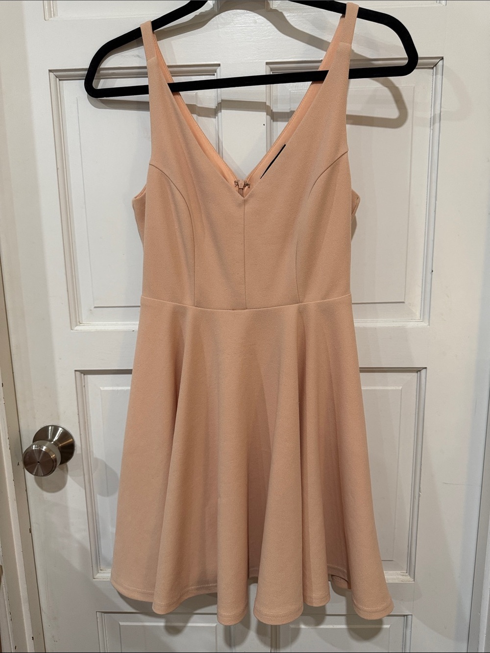 Lulu's Blush Pink Fit-and-Flare V-Neck Mini Dress